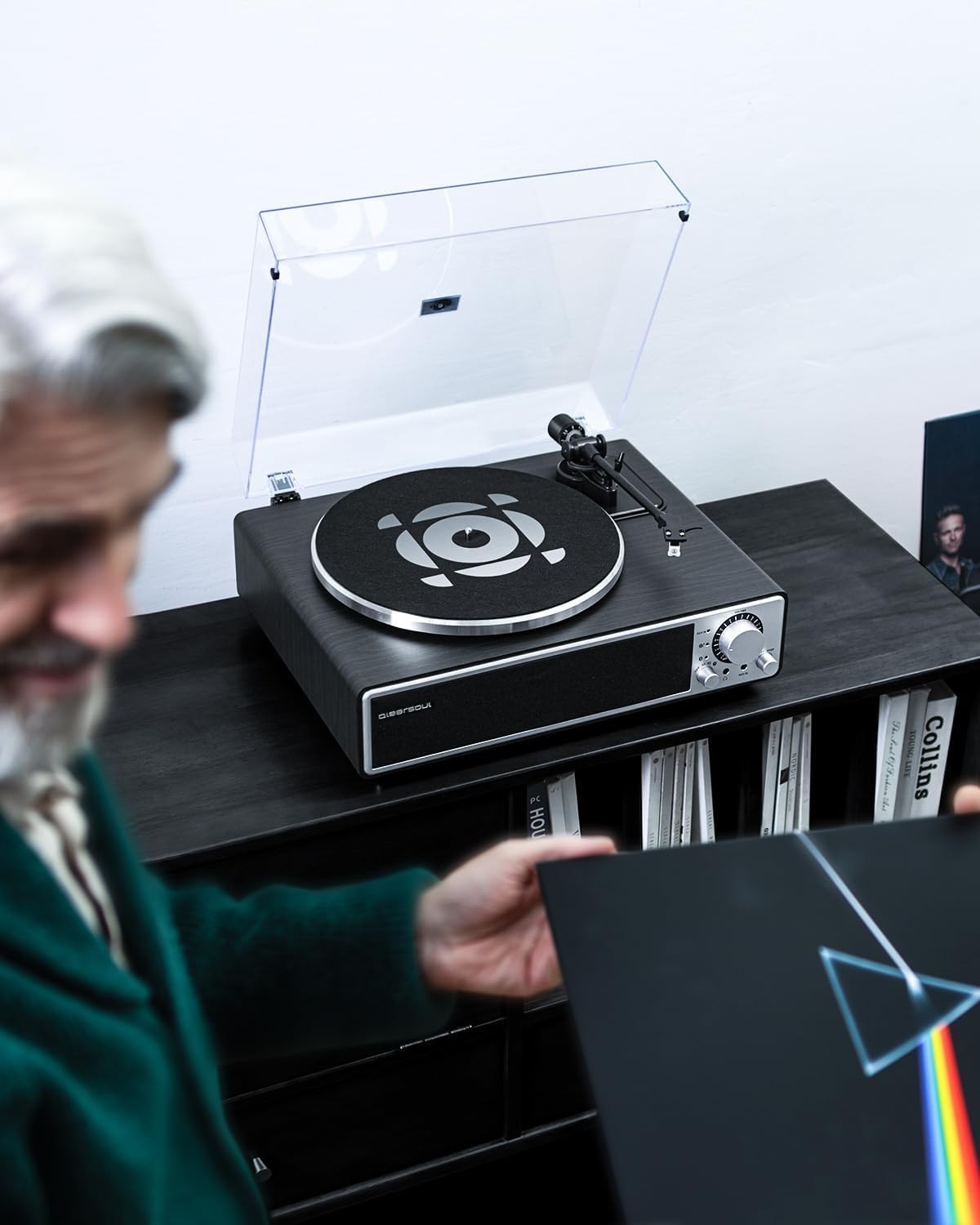 All in One Bluetooth Turntable Built in Speakers HiFi Record Player Black