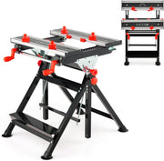 Red Folding Adjustable Workbench Tiltable Table 7-Height Portable 75x60