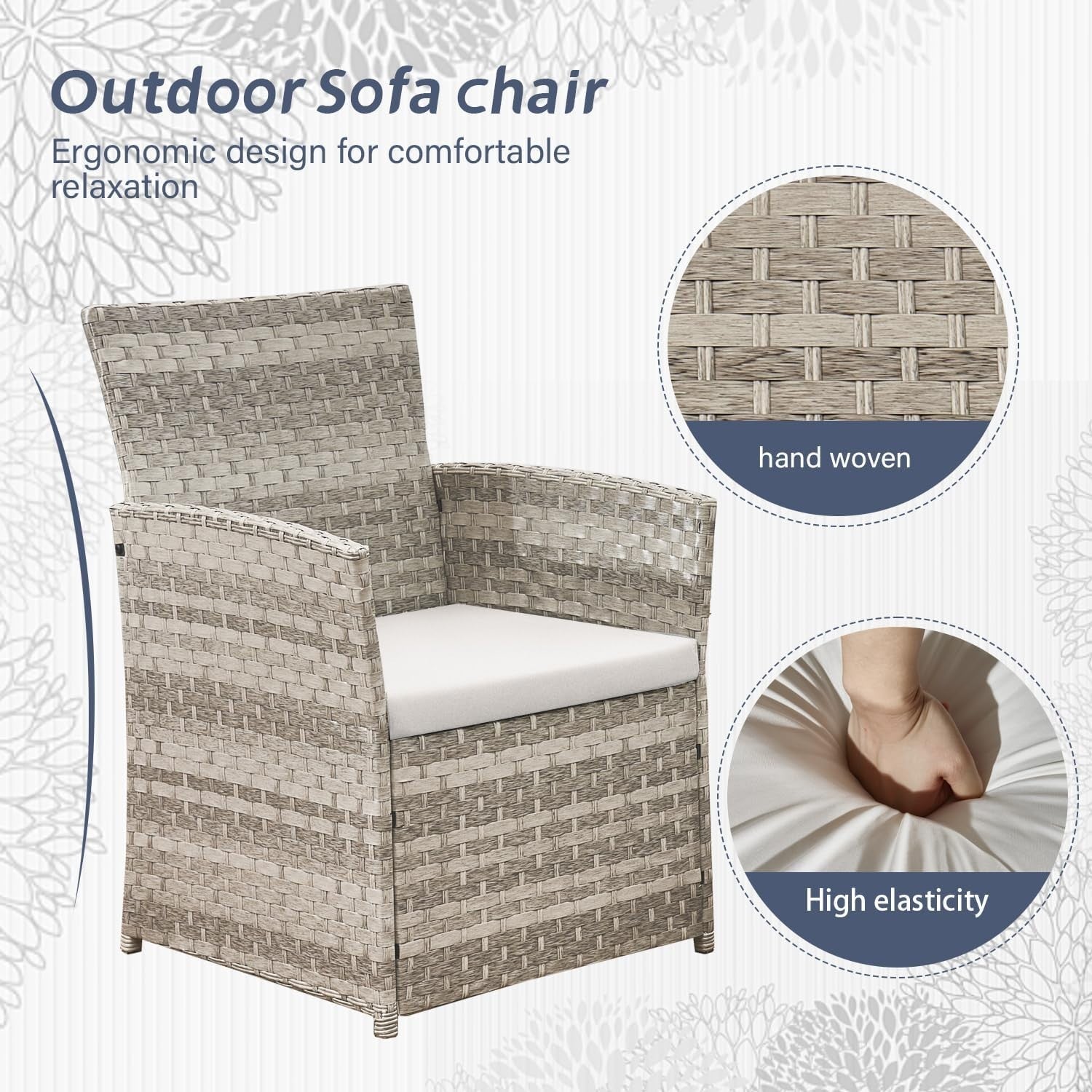 4-Piece Grey Rattan Garden Patio Set | Outdoor Loveseat & Chairs with Table