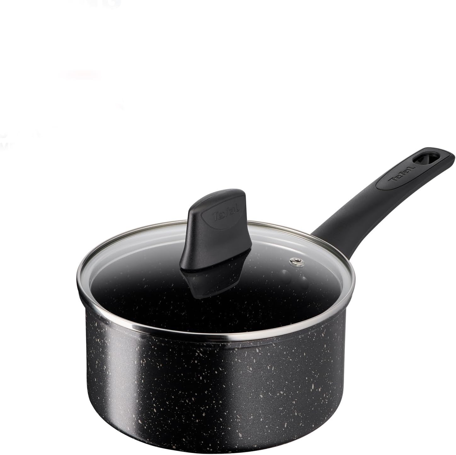 18cm Non Stick Black Stone Saucepan with Lid Induction Safe Aluminium Pot