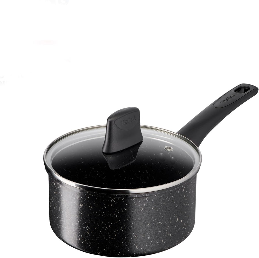 18cm Non Stick Black Stone Saucepan with Lid Induction Safe Aluminium Pot