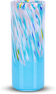 Hand Blown Blue Glass Vase 24cm Tall Modern Flower Centerpiece Decor