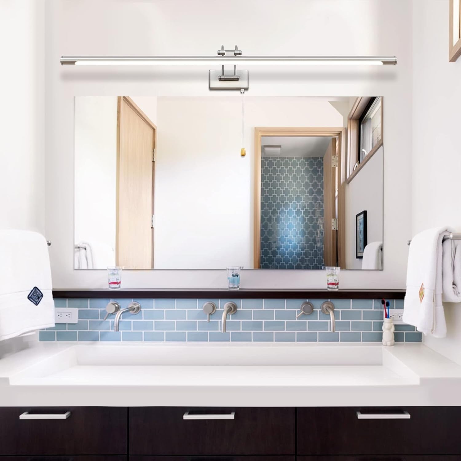 Adjustable LED Bathroom Vanity Wall Light 16W 90cm Nickel Sconce