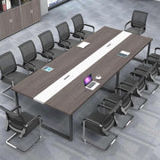 Gray Oak + White Conference Table 240cm w/ Metal Frame & Durable Top