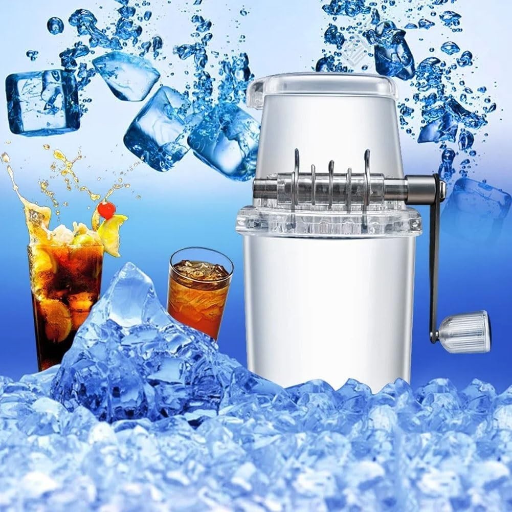 Manual Ice Crusher Hand Crank Ice Shaver Slush Snow Cone Maker 1.25L