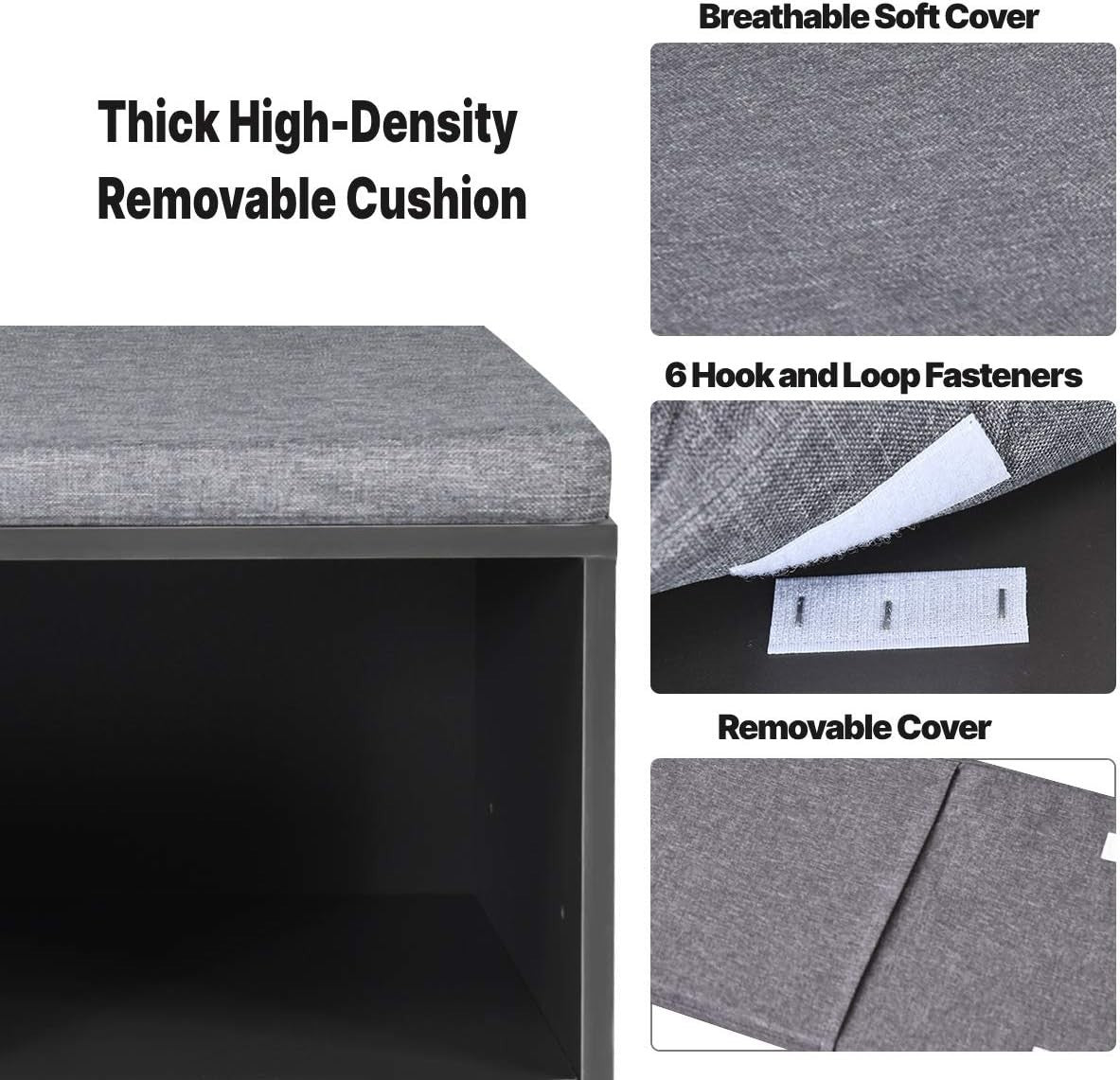 Modern Shoe Storage Bench with Cushion & Adjustable Shelves 104x30x48cm