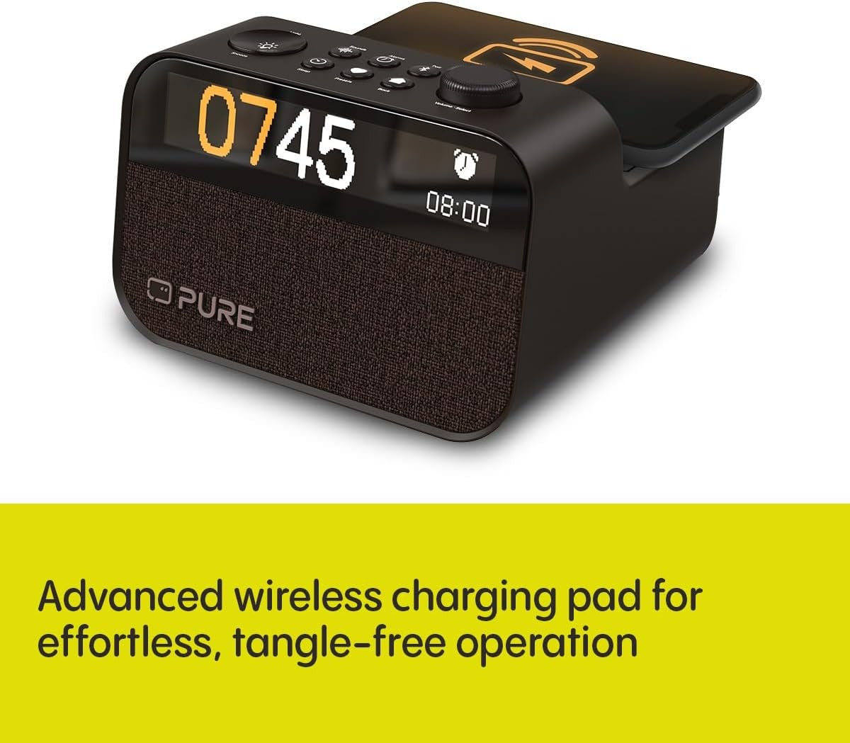 Wireless Charging Alarm Clock DAB FM Radio White Noise Wake Light Black