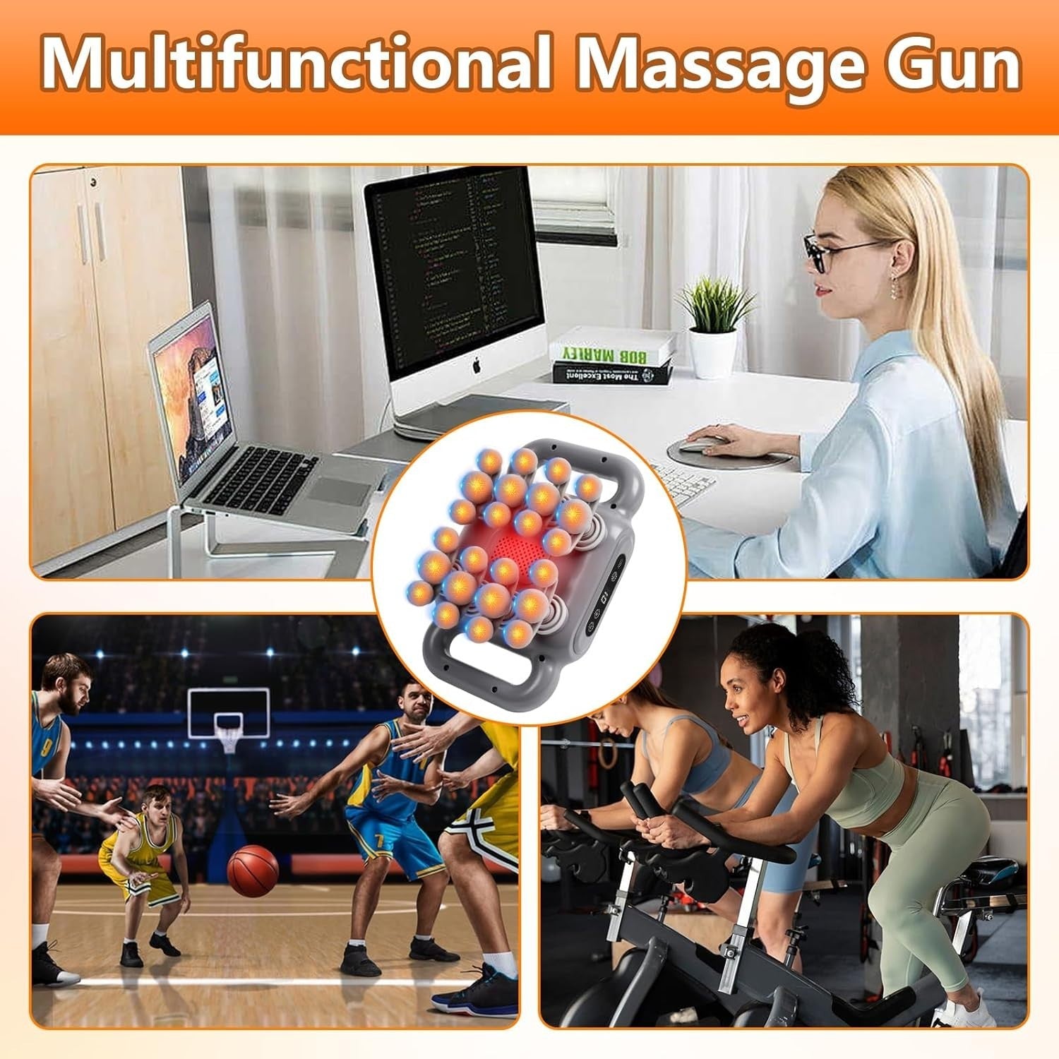 24 Head Deep Tissue Massage Gun Full Body Muscle Relief 9 Modes Powerful Quiet