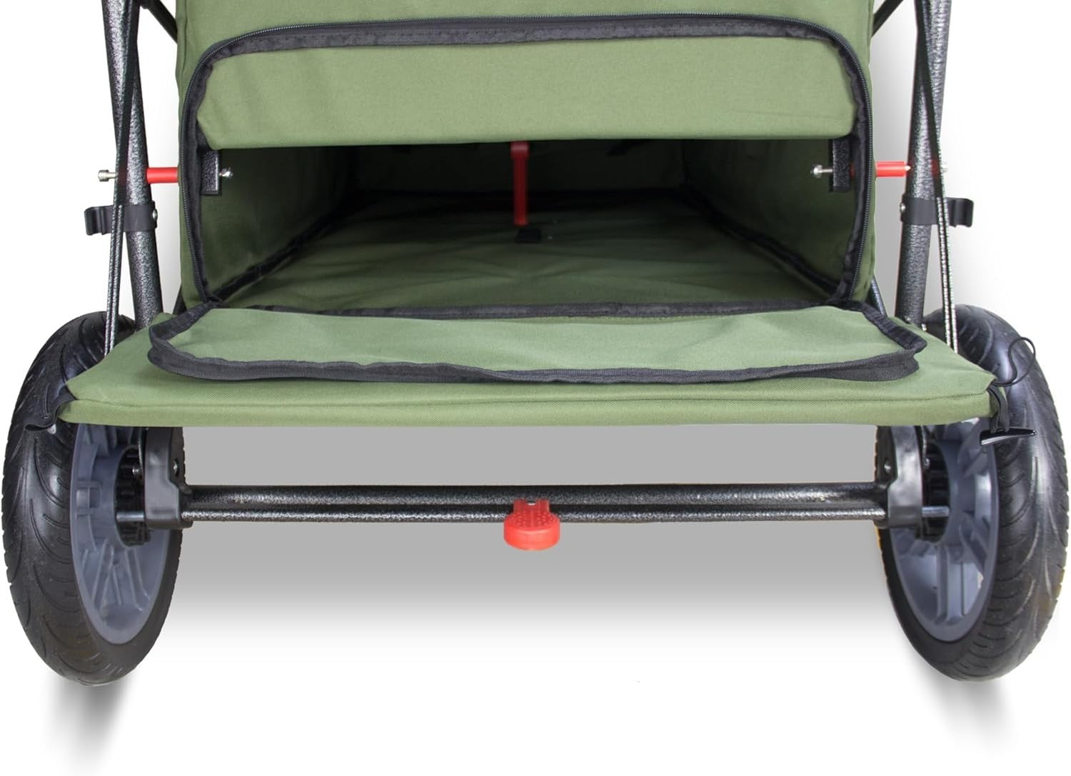 Green Folding Wagon w/ 2 Seats Canopy Heavy Duty 120kg Collapsible Cart Outdoor