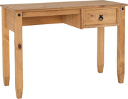 Rustic Pine Study Desk 107cm with Drawer Distressed Wax Finish Office Table