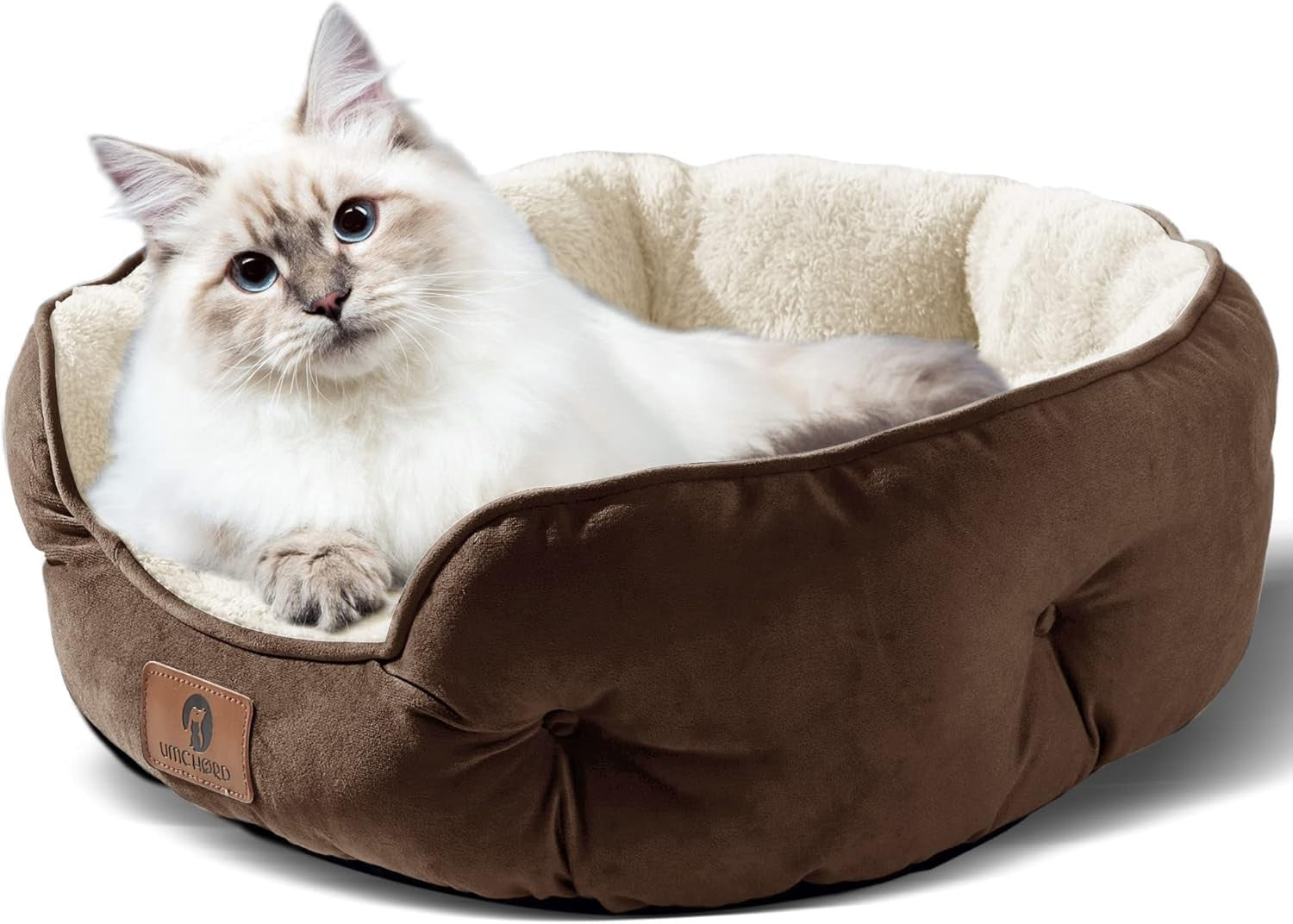 Medium Dog Cat Bed 25in Sherpa Fleece Washable Non Slip Pet Bed