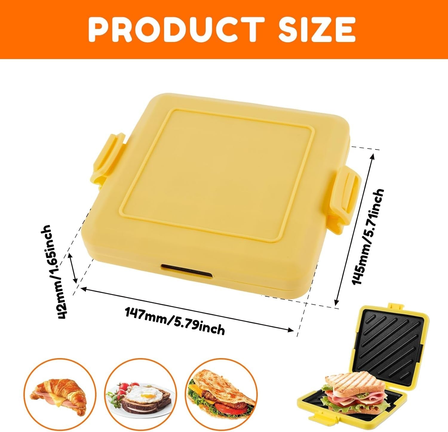 Microwave Toastie Maker Non Stick Sandwich Cooker Detachable Plate Yellow