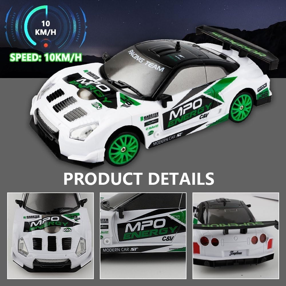1:24 RC Drift Car 4WD 2.4GHz Remote Control Racing LED Lights 10km/h Toy Gift