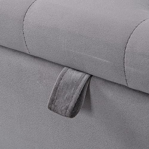 Large Velvet Storage Ottoman Bench with Cushion – Bedroom Hallway Footstool