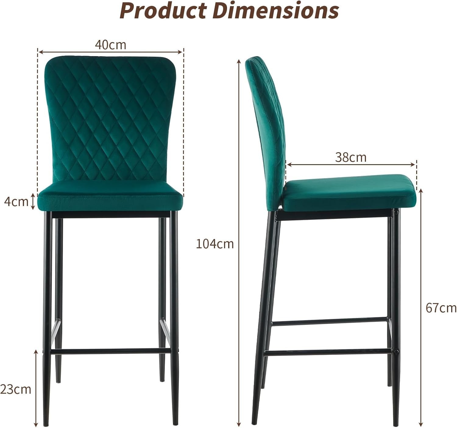 Black Velvet Bar Stool Set 4 – High Counter Kitchen Island Chairs
