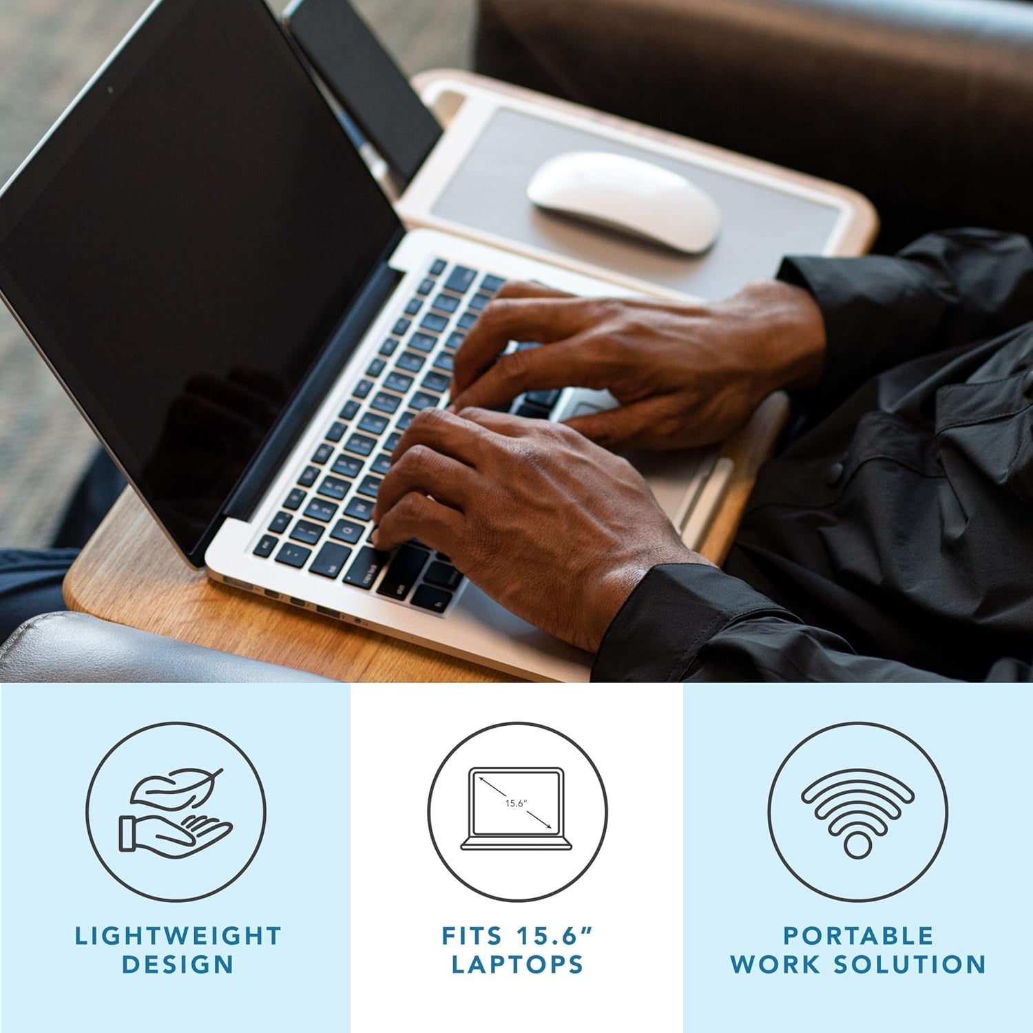 Laptop Lap Desk with Mouse Pad Phone Holder Cushioned Portable
