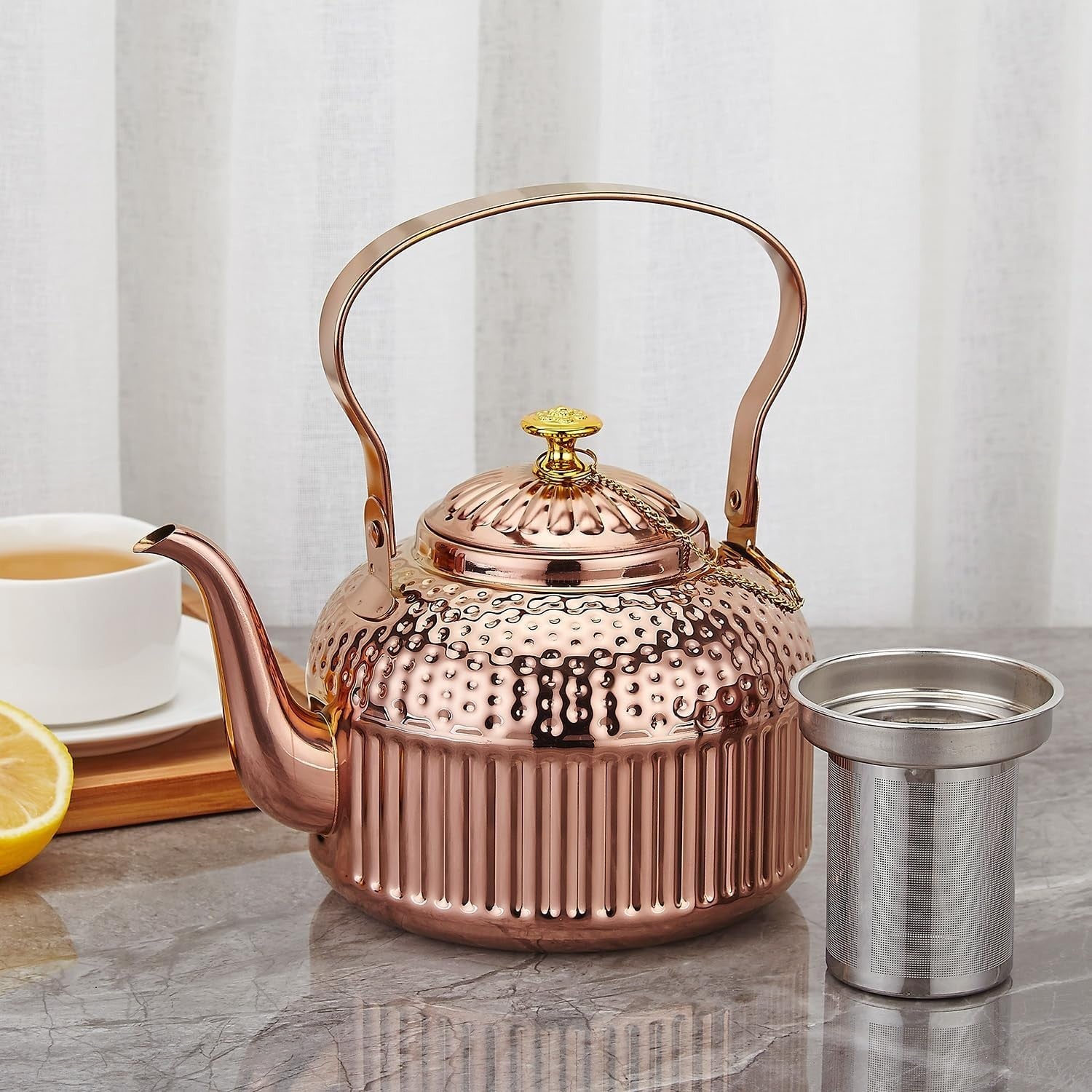 Copper Stainless Steel Teapot with Infuser 1.5L Loose Leaf Tea Pot