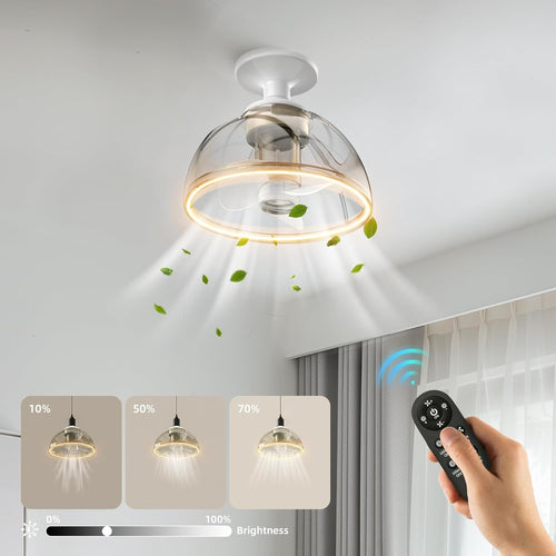 Zuske 20cm LED Ceiling Fan with Light, Dimmable, Quiet, Remote, 8W