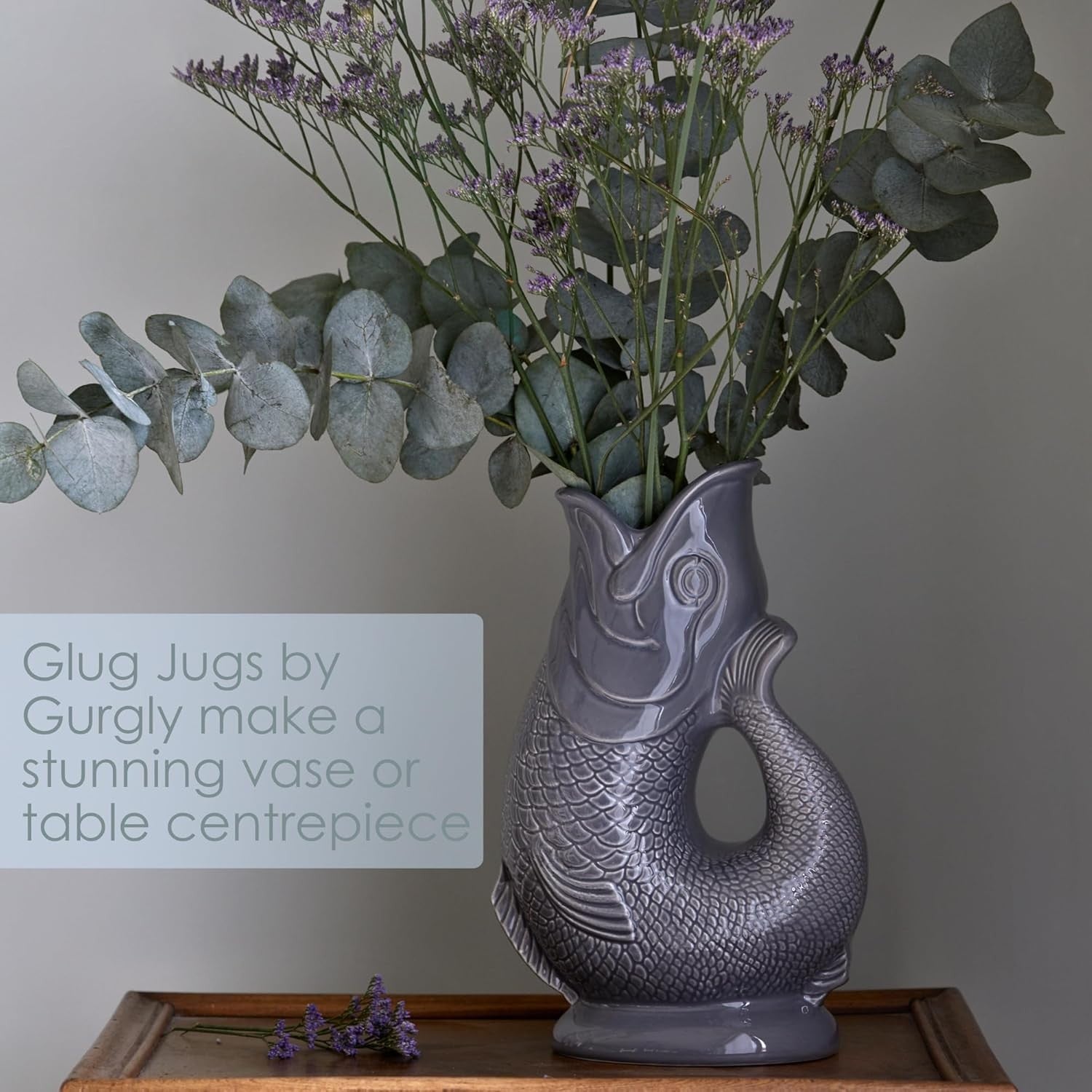 Fish Shaped Ceramic Jug Vase 1.4L Decorative Water Pitcher 28cm