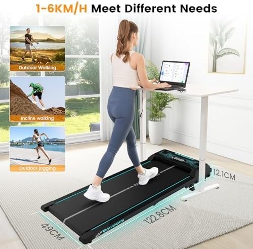 Under Desk Treadmill Walking Pad with 6% Incline, 1-6 KM/H, LED