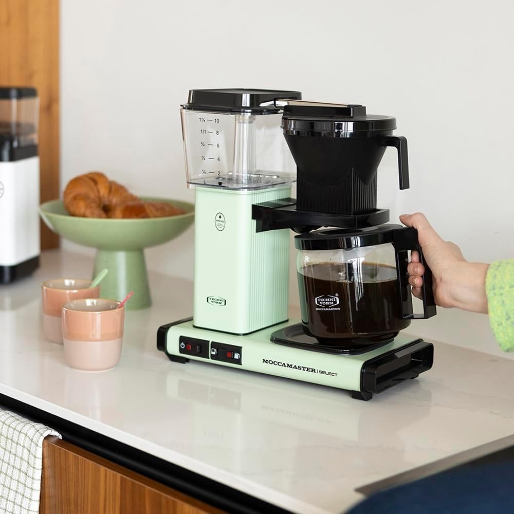 High-End Drip Coffee Maker 1.25L | Fast Brew, Quiet Operation, Pastel Green