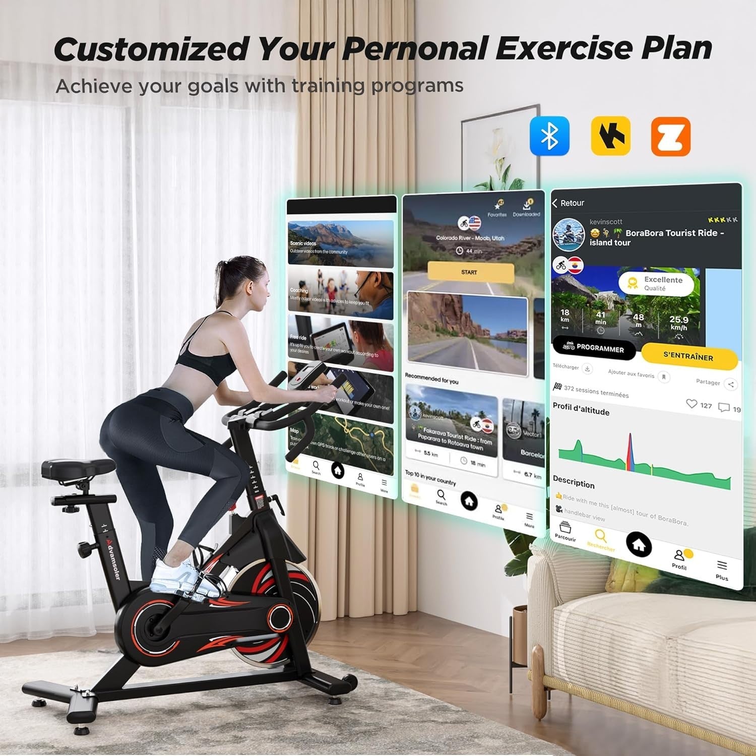 Magnetic Bluetooth Spin Bike w/ LCD Monitor, Curved Handlebar & 350lb Capacity