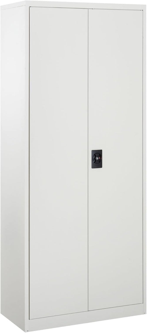 White Tall Lockable Storage Cabinet 80x40x175cm Steel Office