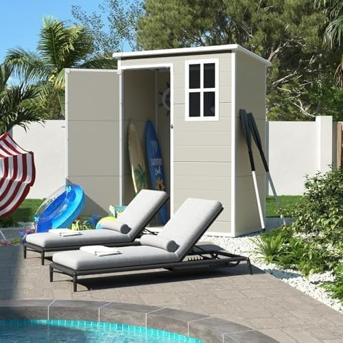 Plastic Resin Outdoor Storage Shed Lockable Weatherproof Tool Bike Lawn 5x3ft
