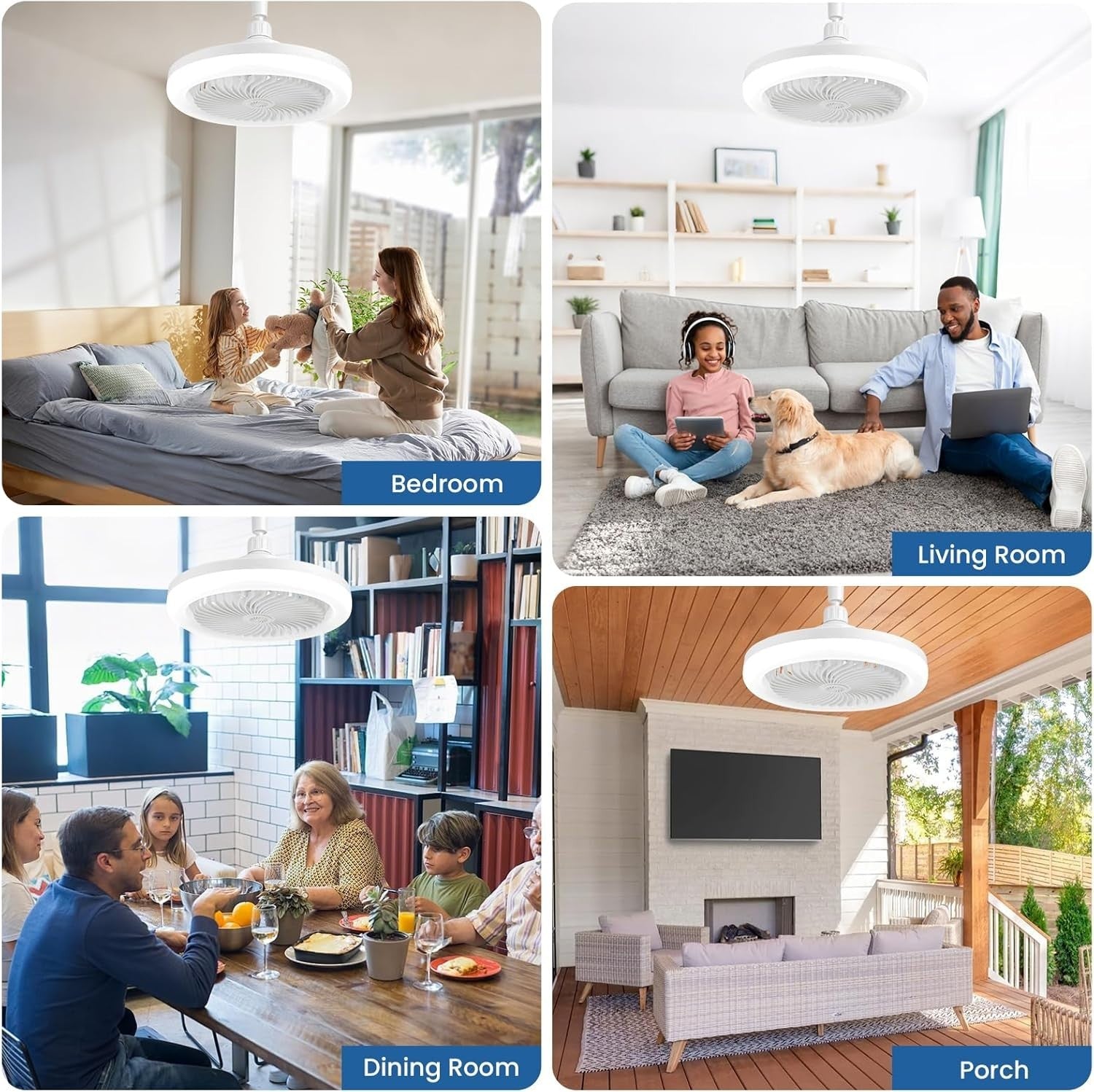 30W LED Ceiling Fan with Light, 3 Speeds, Dimmable, Remote & Timer – Grey
