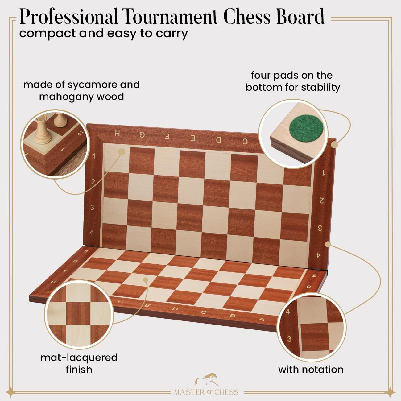 48cm Inlaid Wooden Chess Set with Weighted Staunton Pieces & Storage Box