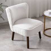 Faux Fur Tub Chair Armless Accent Sofa White Wood Legs Lounge