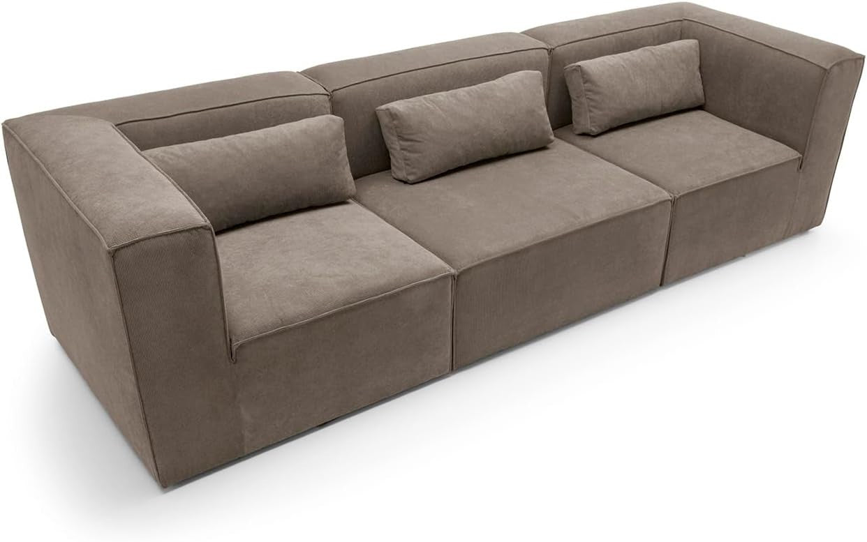 Modular 4 Seater Sofa Brown Cord Chenille | Space-Saving, Modern, Comfy
