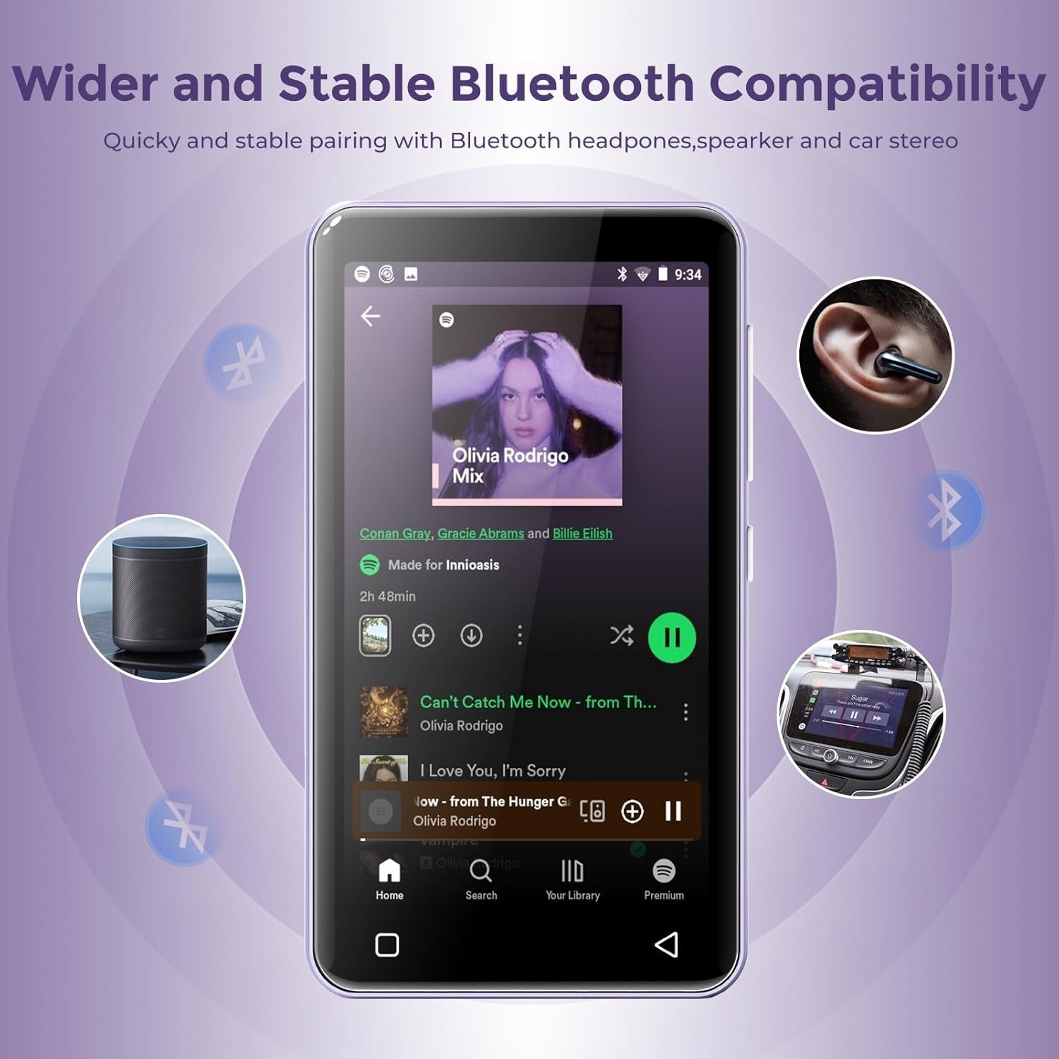 WiFi MP3 Player 80GB Bluetooth Kids Touchscreen Parental Controls