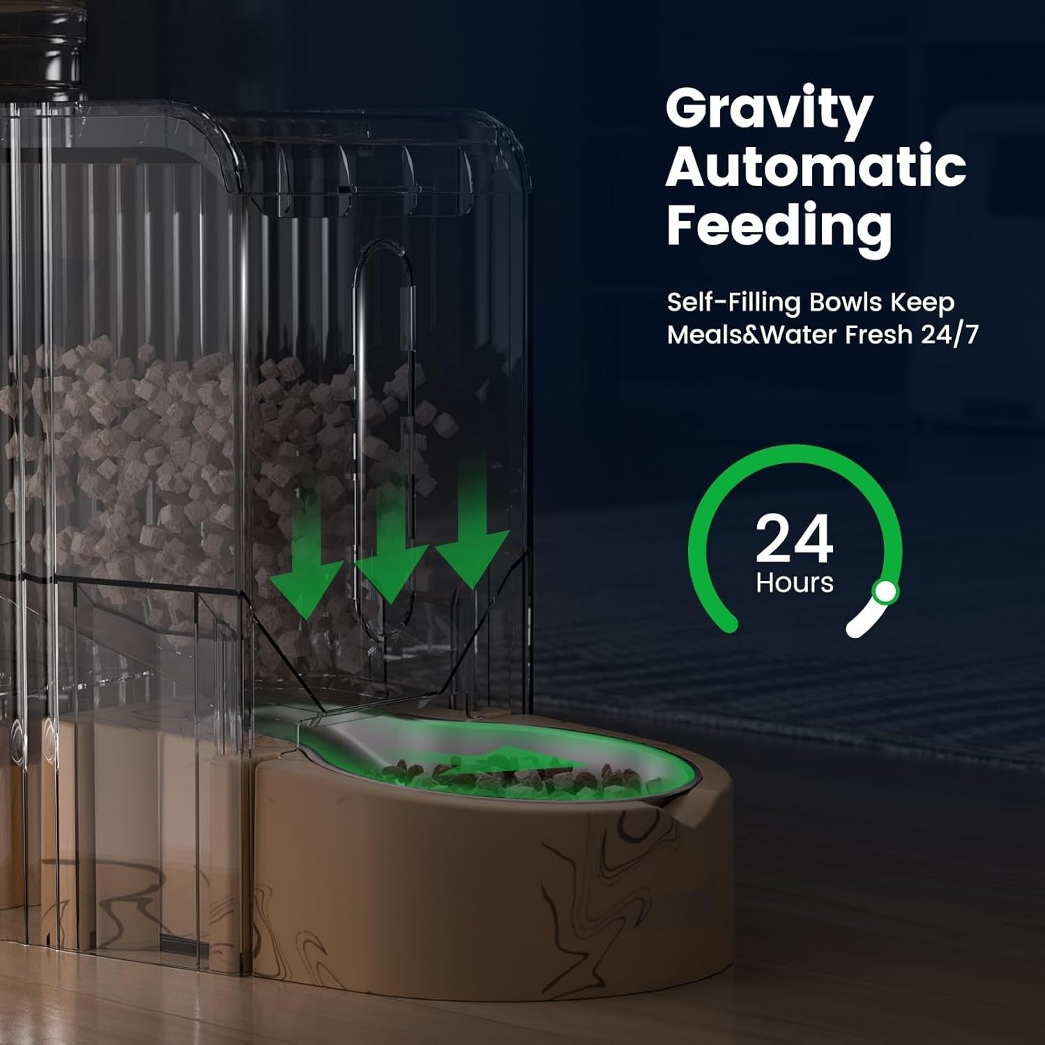 Automatic Pet Food Water Station 3L Gravity Feeder Stainless Bowl