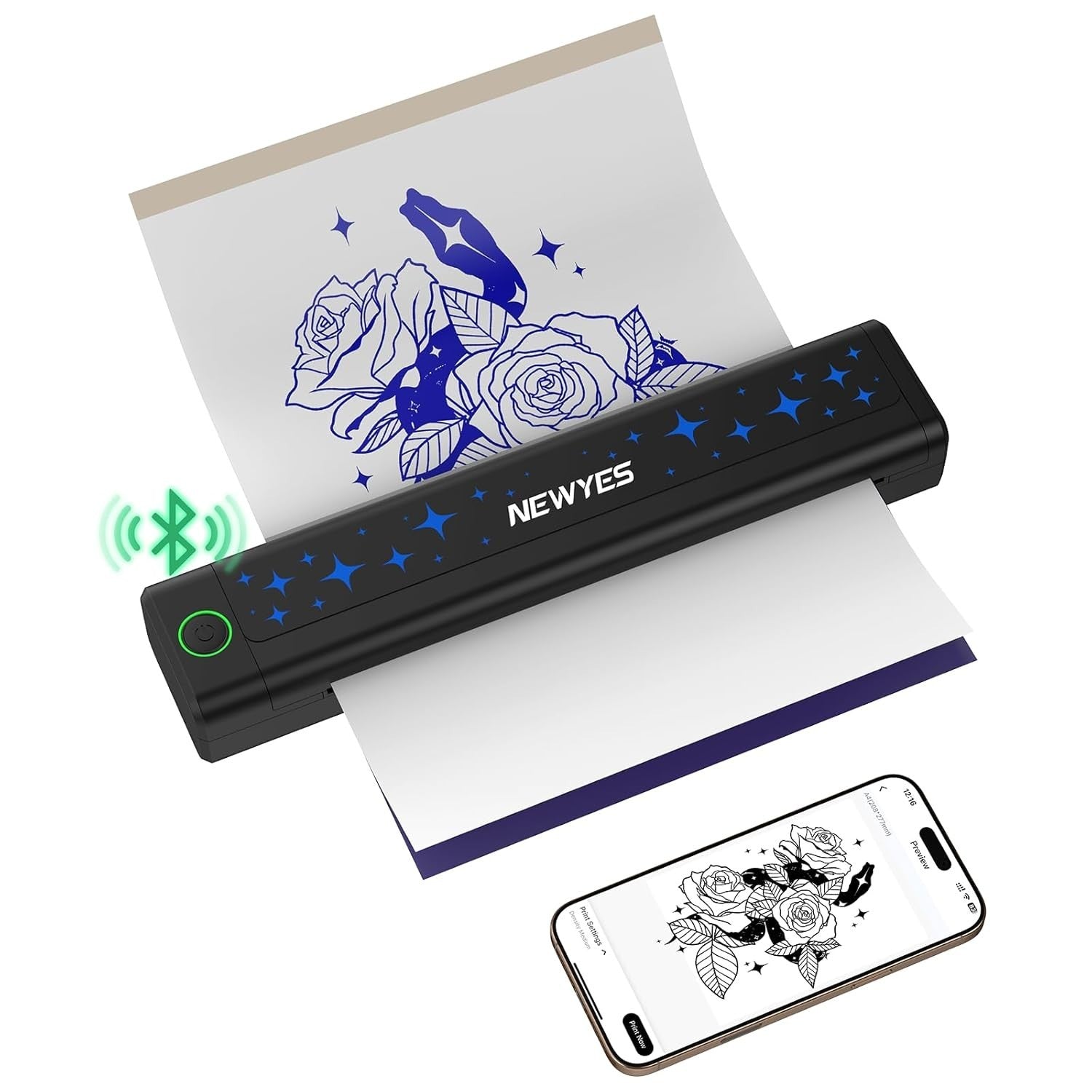 Black Portable Tattoo Stencil Printer Automatic Sharp Detail 8x10