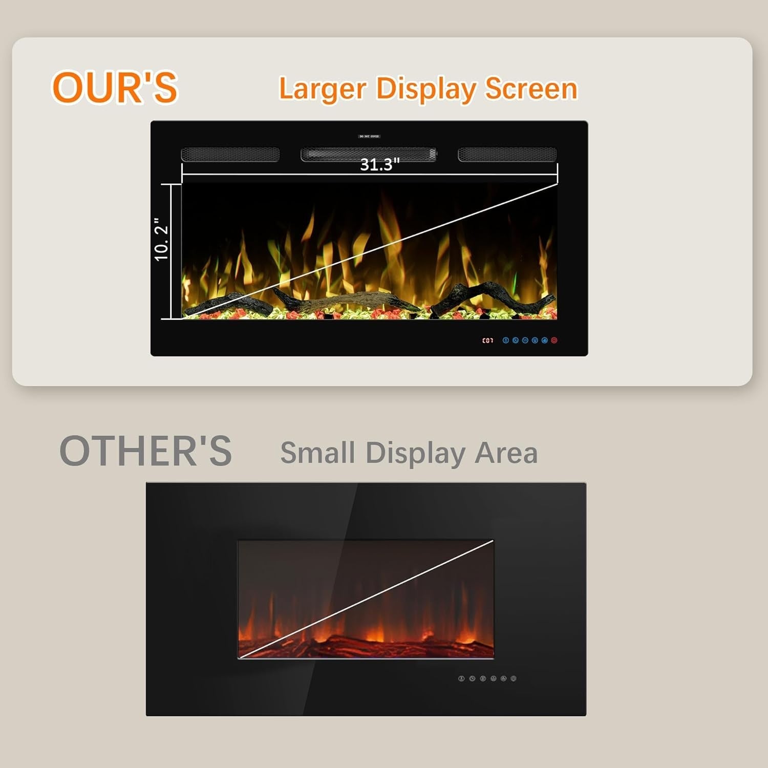 91cm WiFi Electric Fireplace Insert, Recessed Wall Mount, 13 Flame Colors