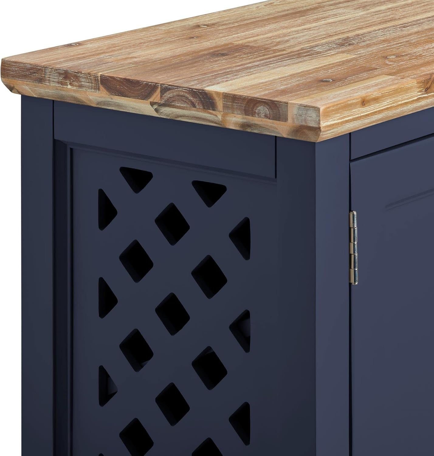 Navy Blue Wooden Shoe Cabinet with Adjustable Shelves & Airflow Doors
