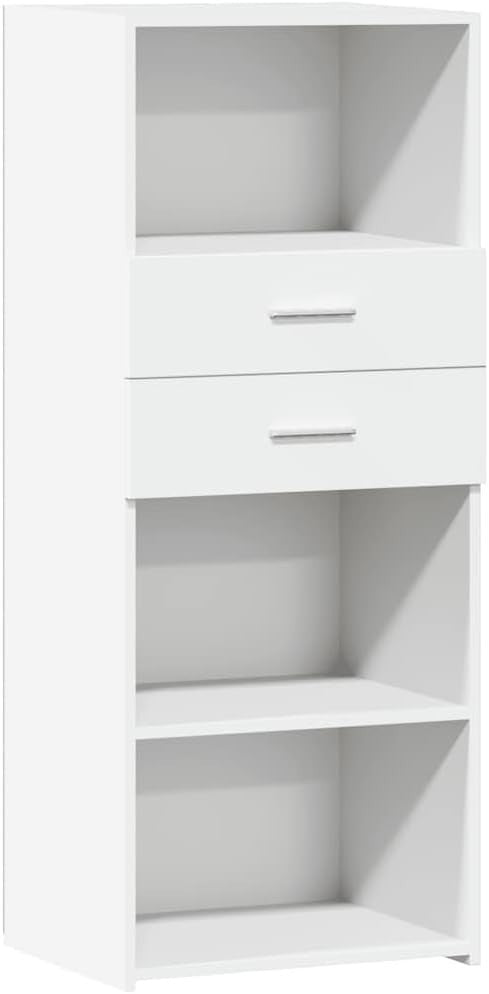 Modern White Storage Cabinet with Shelves & Drawers 50x42.5x124cm