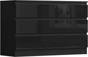 Black Gloss 6 Drawer Chest Bedroom Storage Dresser Clothes Unit Modern