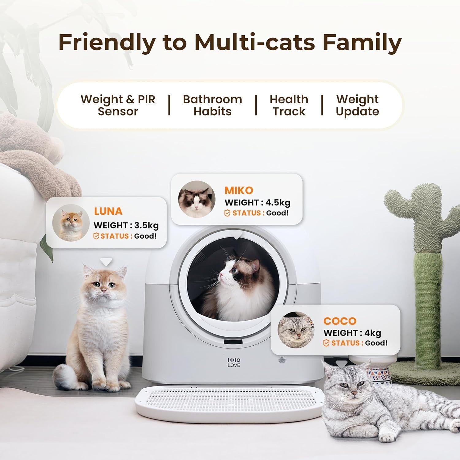 XXL Self Cleaning Cat Litter Box Automatic APP Control Odor Control