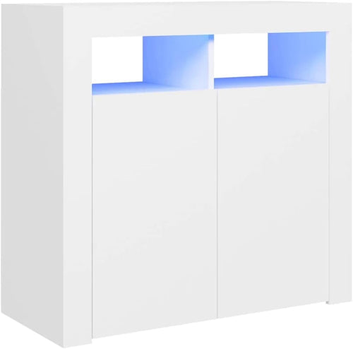 White LED Sideboard Cabinet Cupboard Storage Unit 80cm Modern Display Light