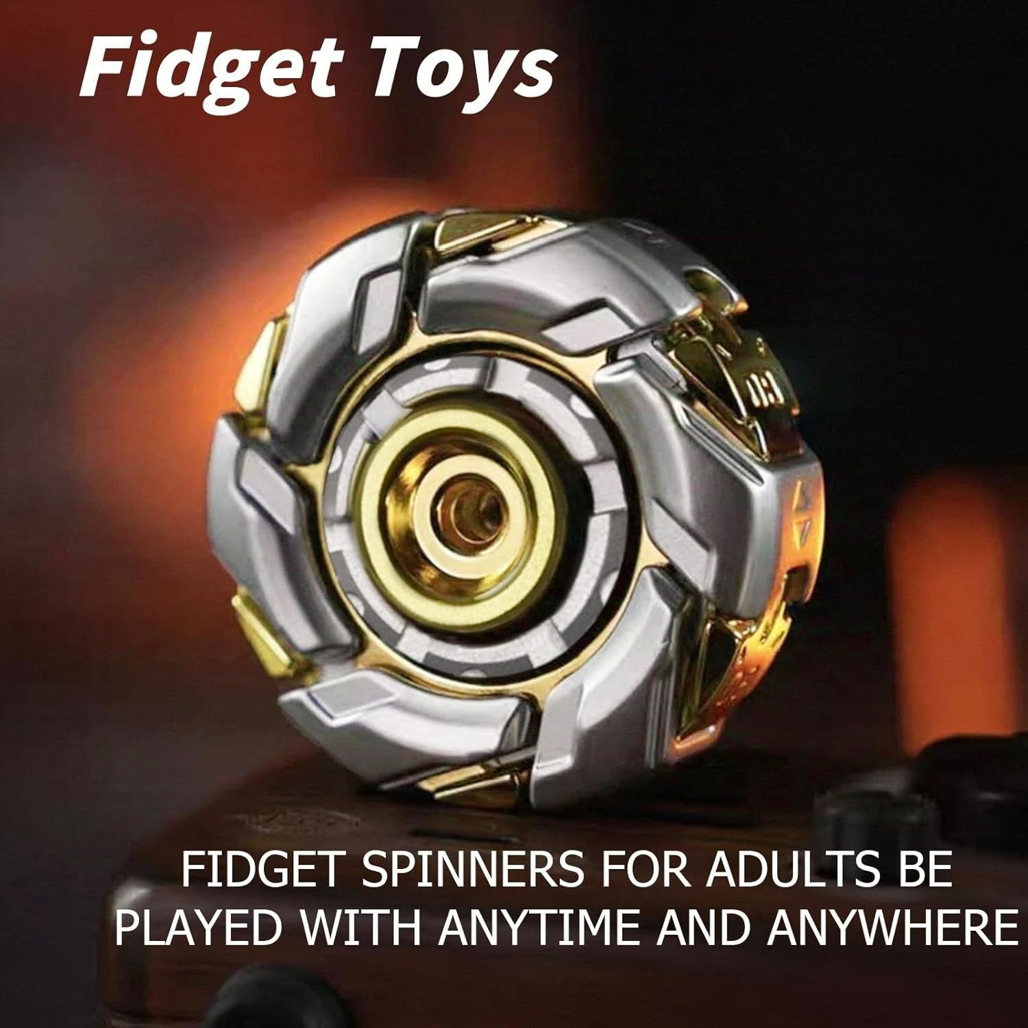 Gold Gray Metal Fidget Spinner Open Shell Smooth Bearing EDC Relax