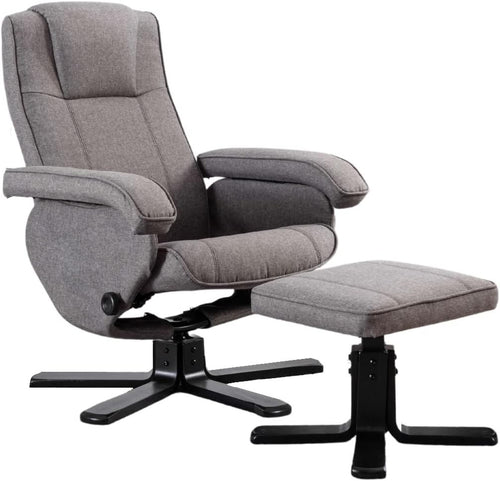 Recliner Armchair Swivel Fabric Chair w/ Footstool Lounge Office Home