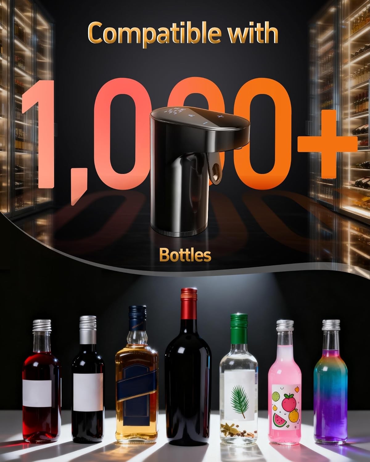 5-in-1 Electric Wine Aerator Dispenser Adjustable Pourer USB Recharge 990ml