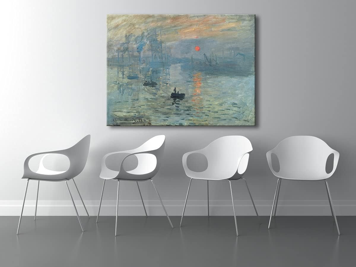 Wieco Art Extra Large Claude Monet Sunrise Canvas Wall Art – Modern Giclee Print