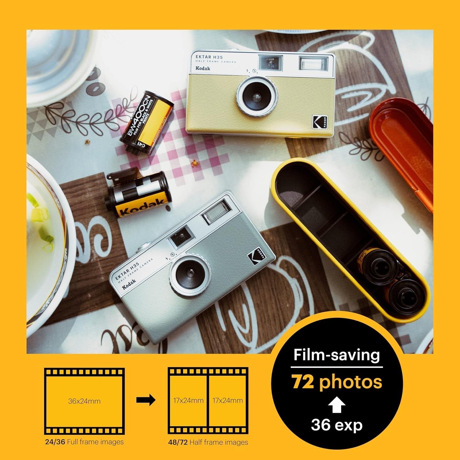 35mm Half Frame Film Camera Reusable Focus Free Compact Sage