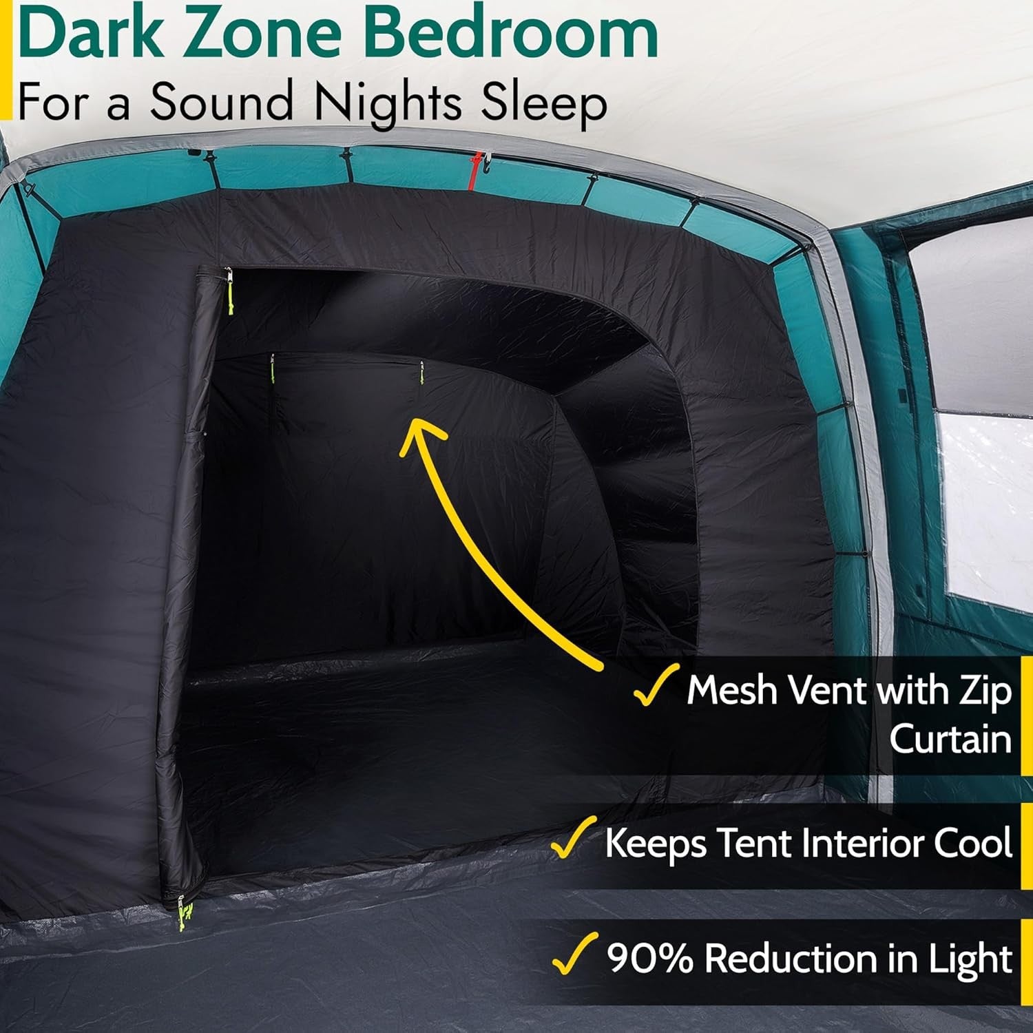 4 Man Inflatable Air Tent 5000mm Waterproof Tunnel Dark Zone