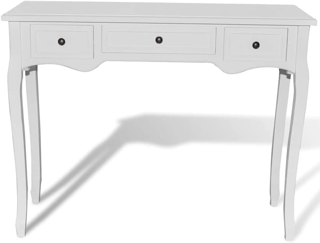 Stylish White Console Table with 3 Drawers - Compact, Durable & Easy Assembly