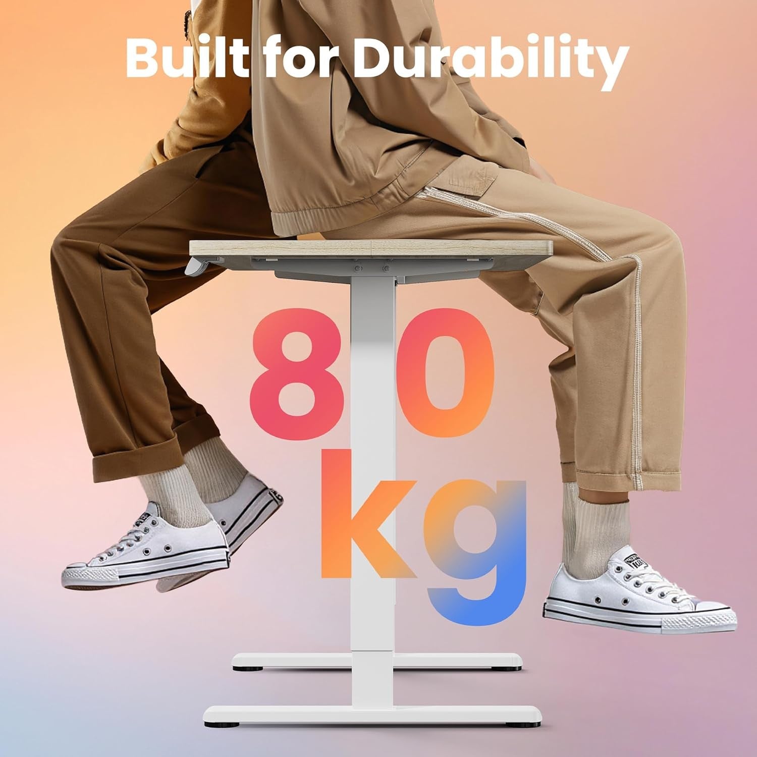 Electric Standing Desk Height Adjustable Sit Home Office Table 80x48cm