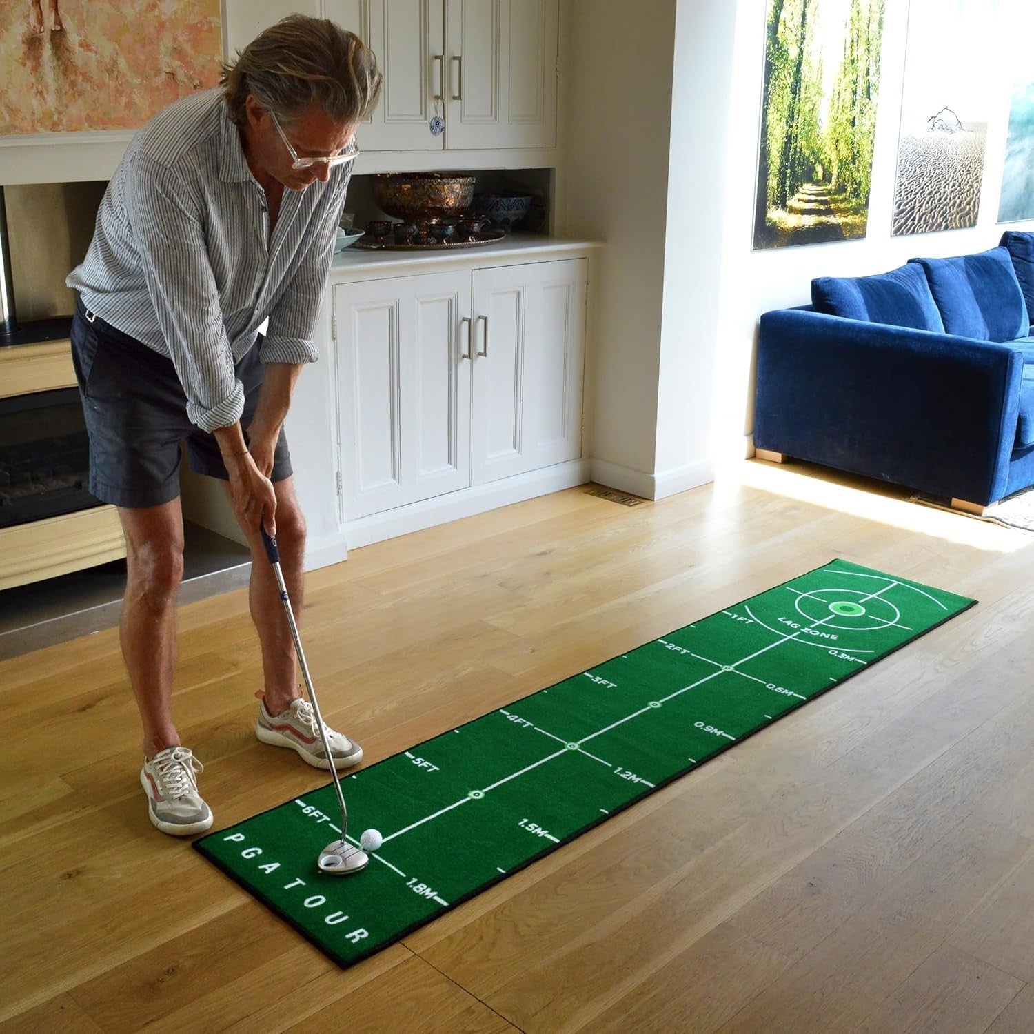 Indoor Golf Putting Mat 6ft Training Green Alignment Guides Home Practice